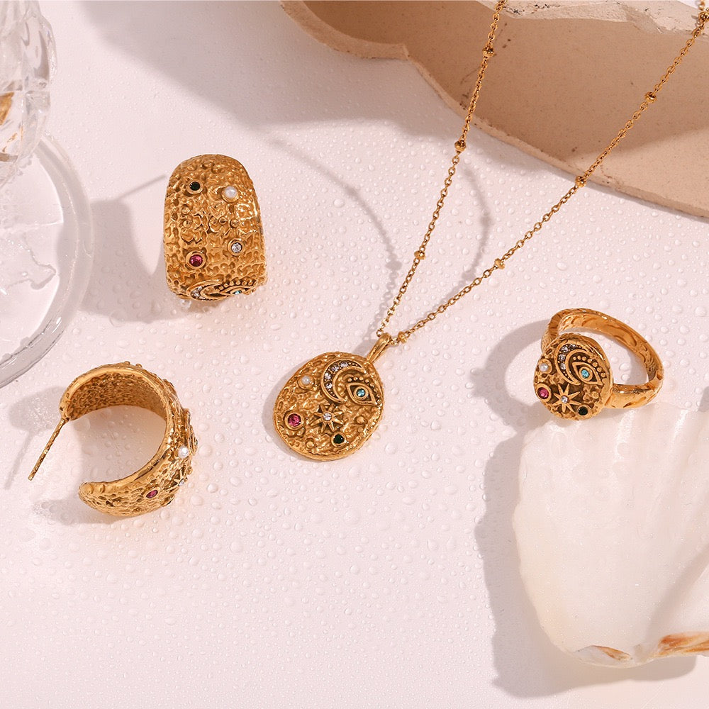 Starry moon night necklace