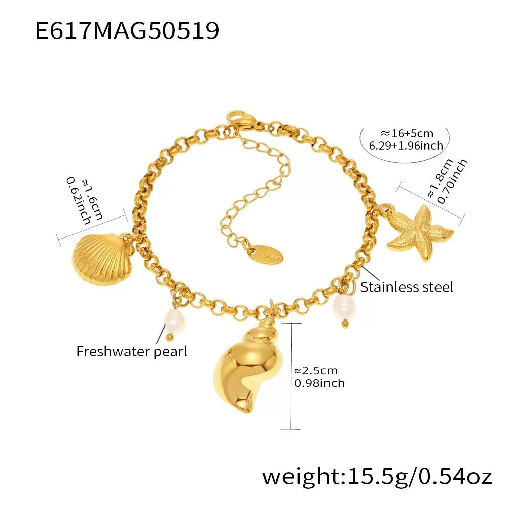 Starfish shell charm bracelet/anklet