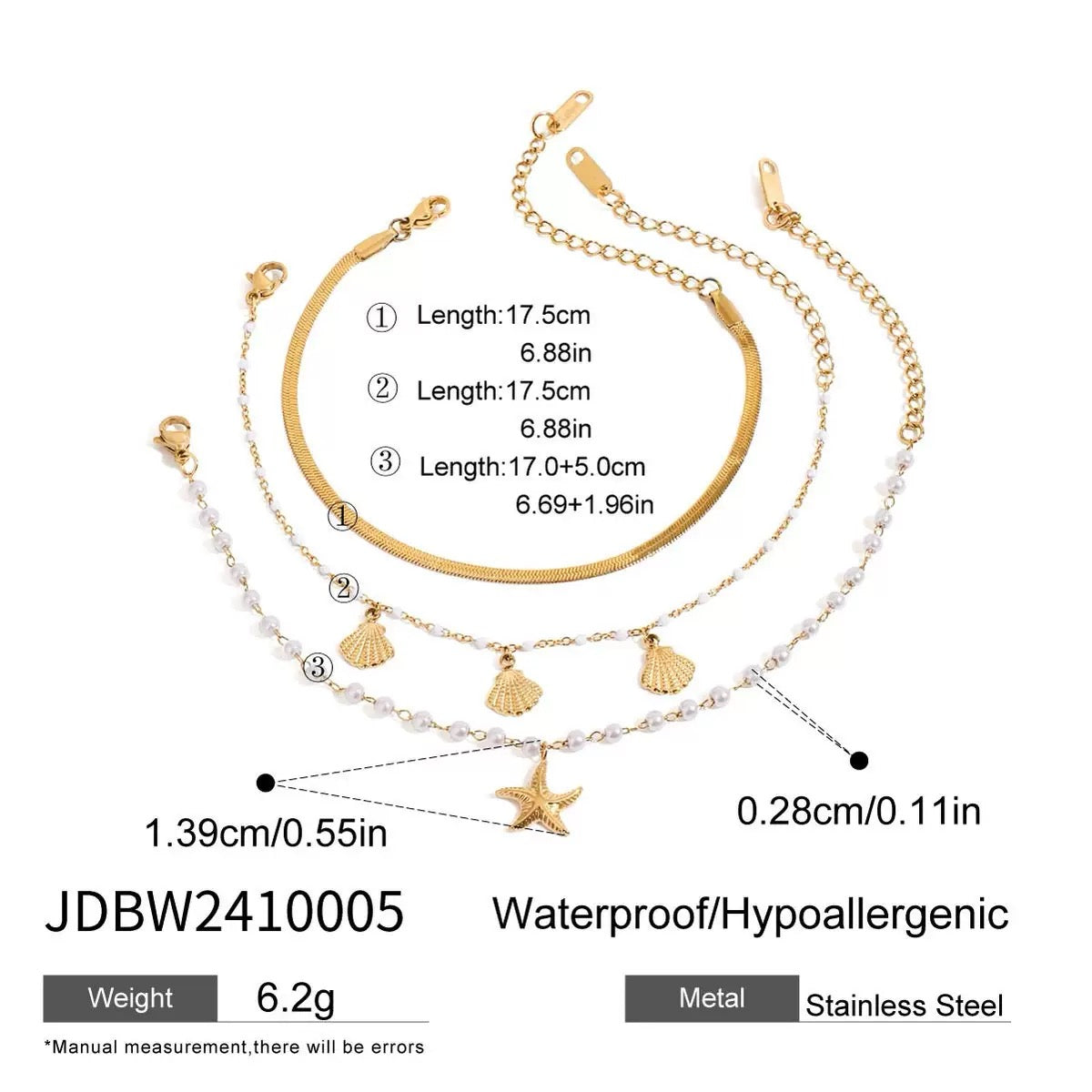 Starfish shell bracelets set