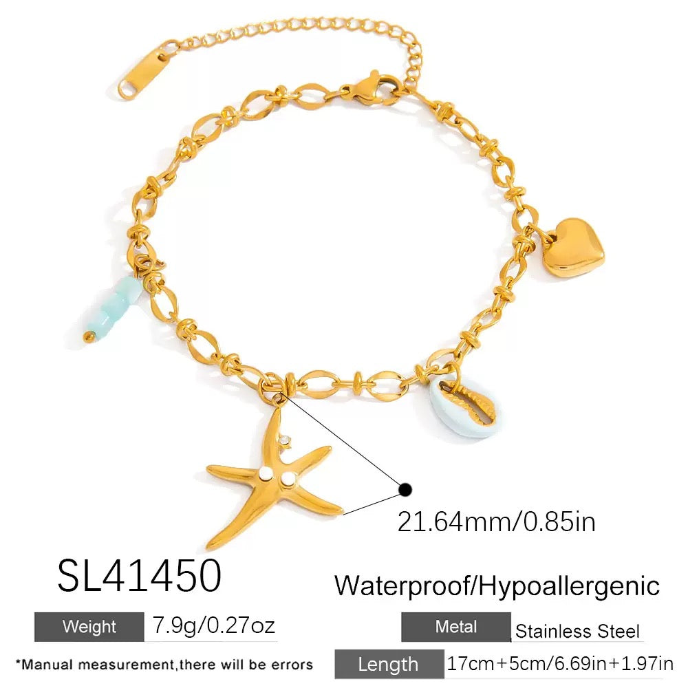 Blue starfish charm bracelet