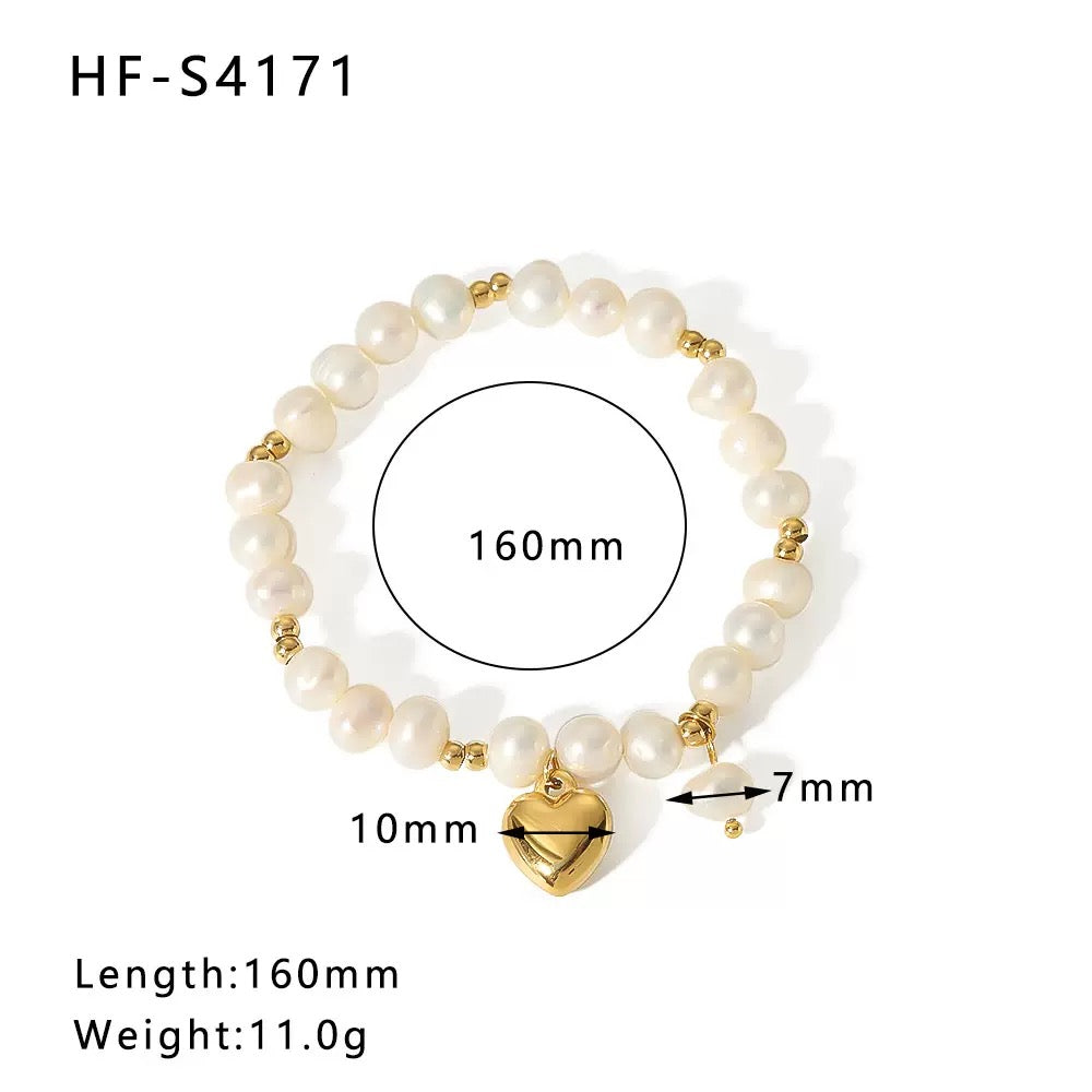 Heart freshwater pearls bracelet