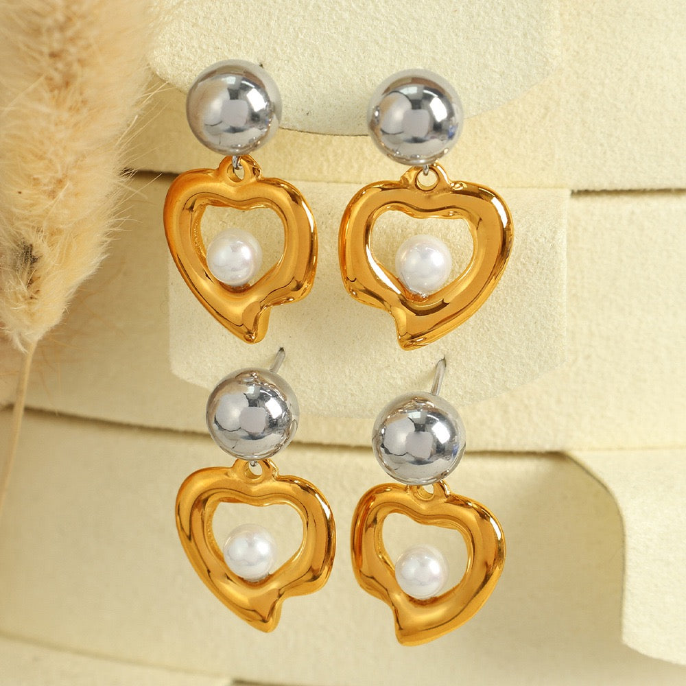 Heart double color earrings