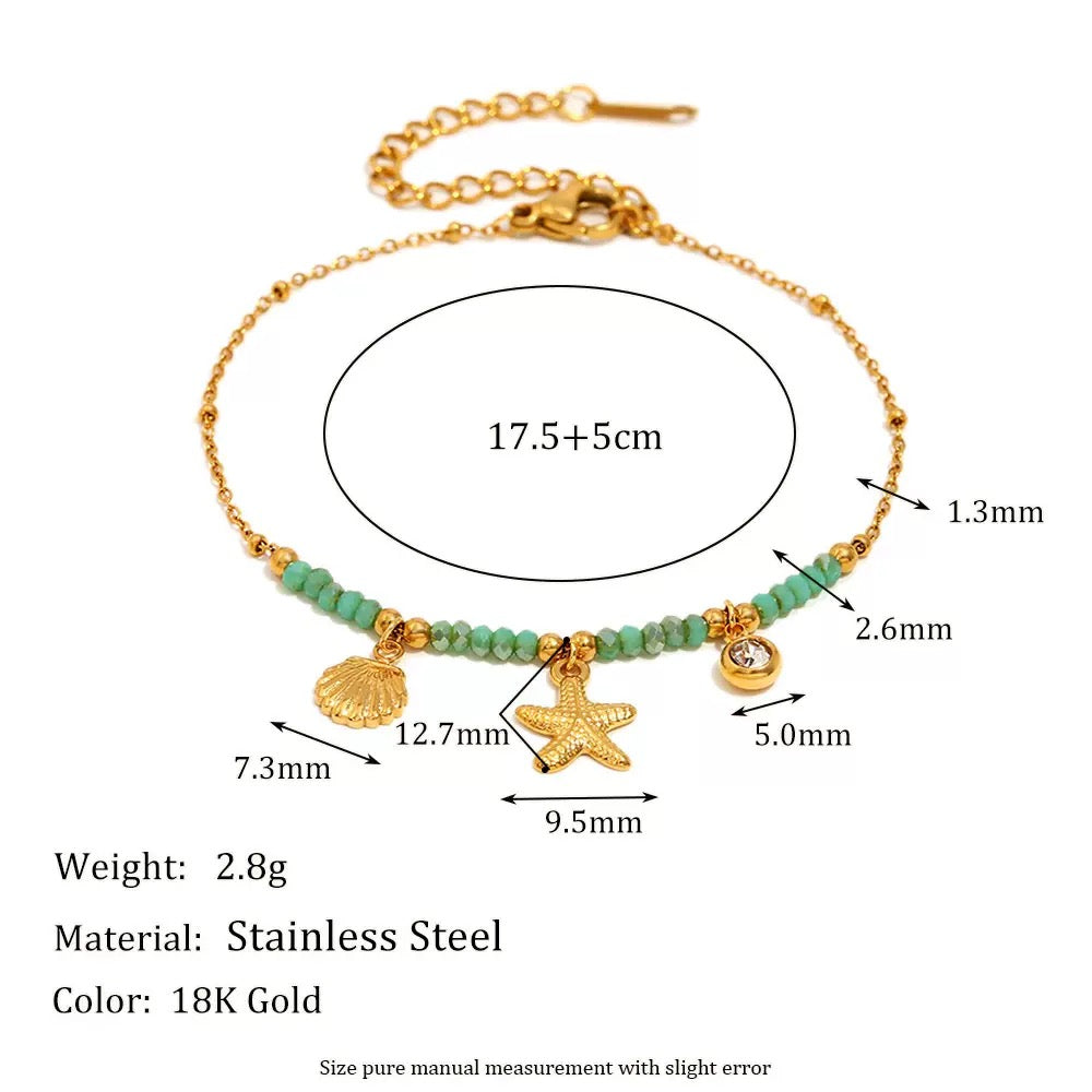 Green beady starfish bracelet