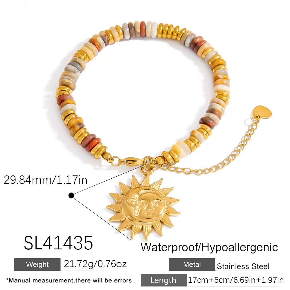 Natural stone charm bracelet