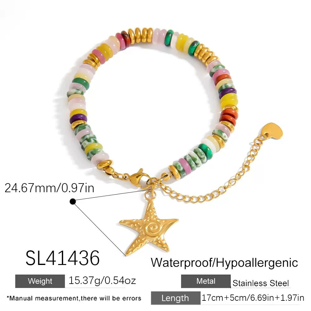 Natural stone charm bracelet