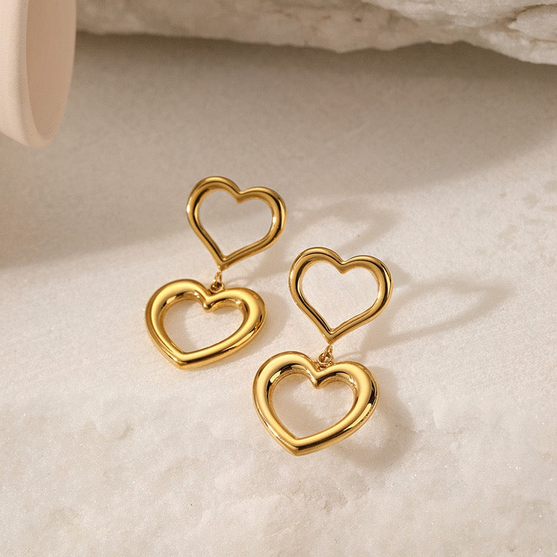 Double heart earrings