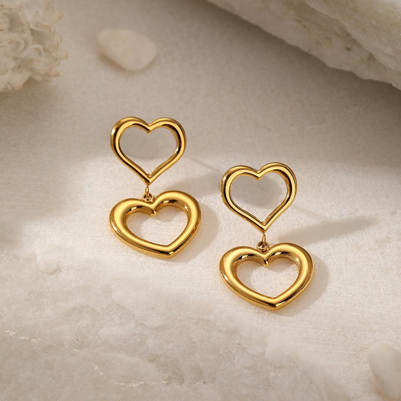 Double heart earrings