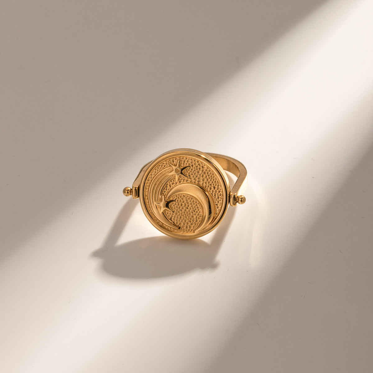 Blooming Two sided moon and sun ring