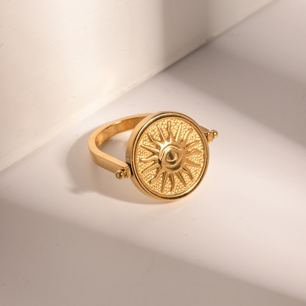 Blooming Two sided moon and sun ring