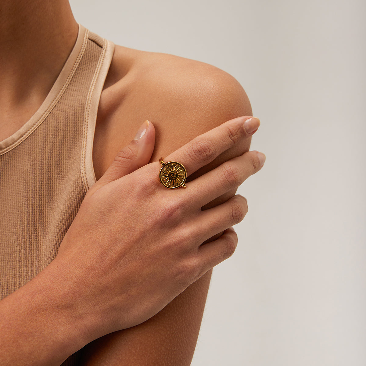Blooming Two sided moon and sun ring