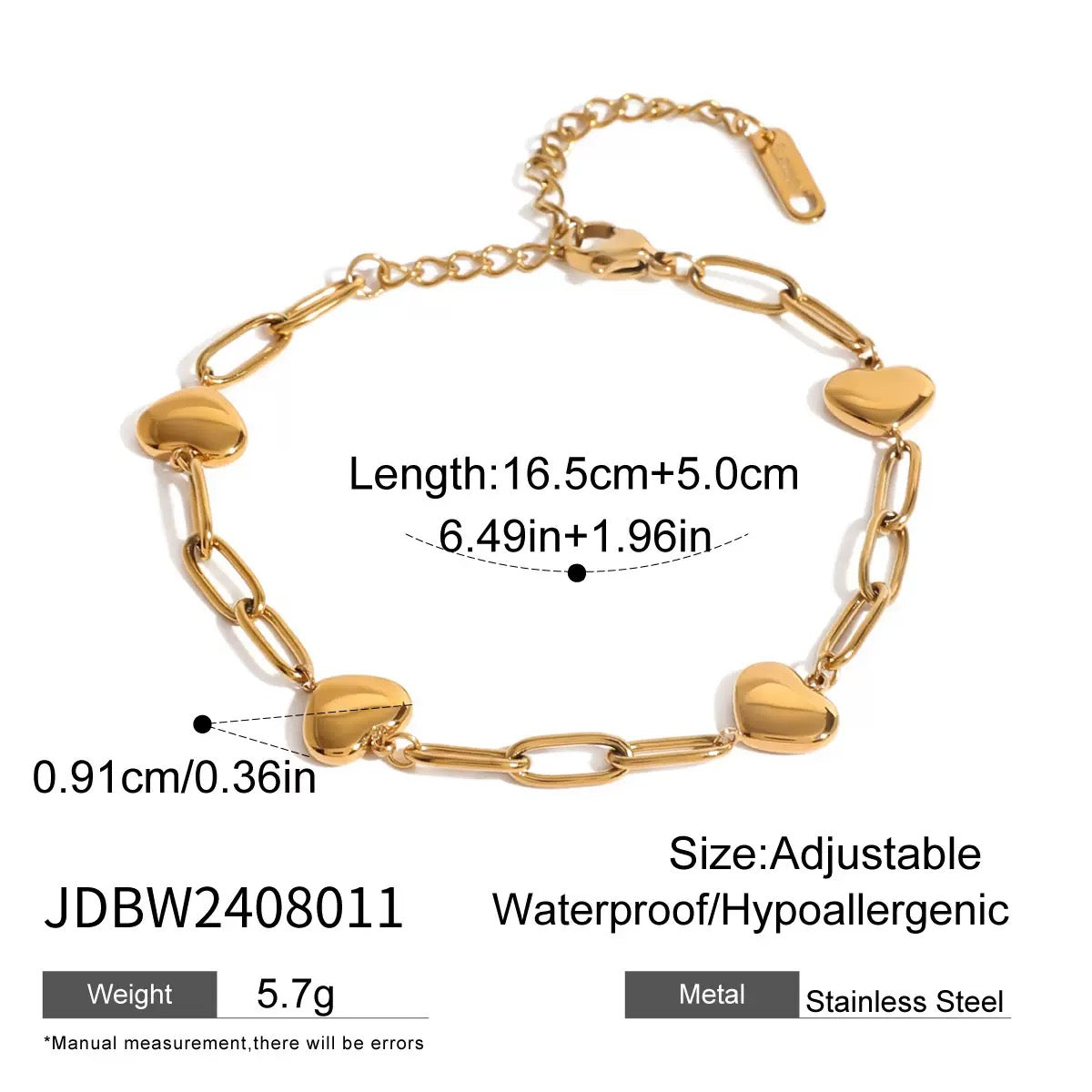 Puki Heart chain bracelet