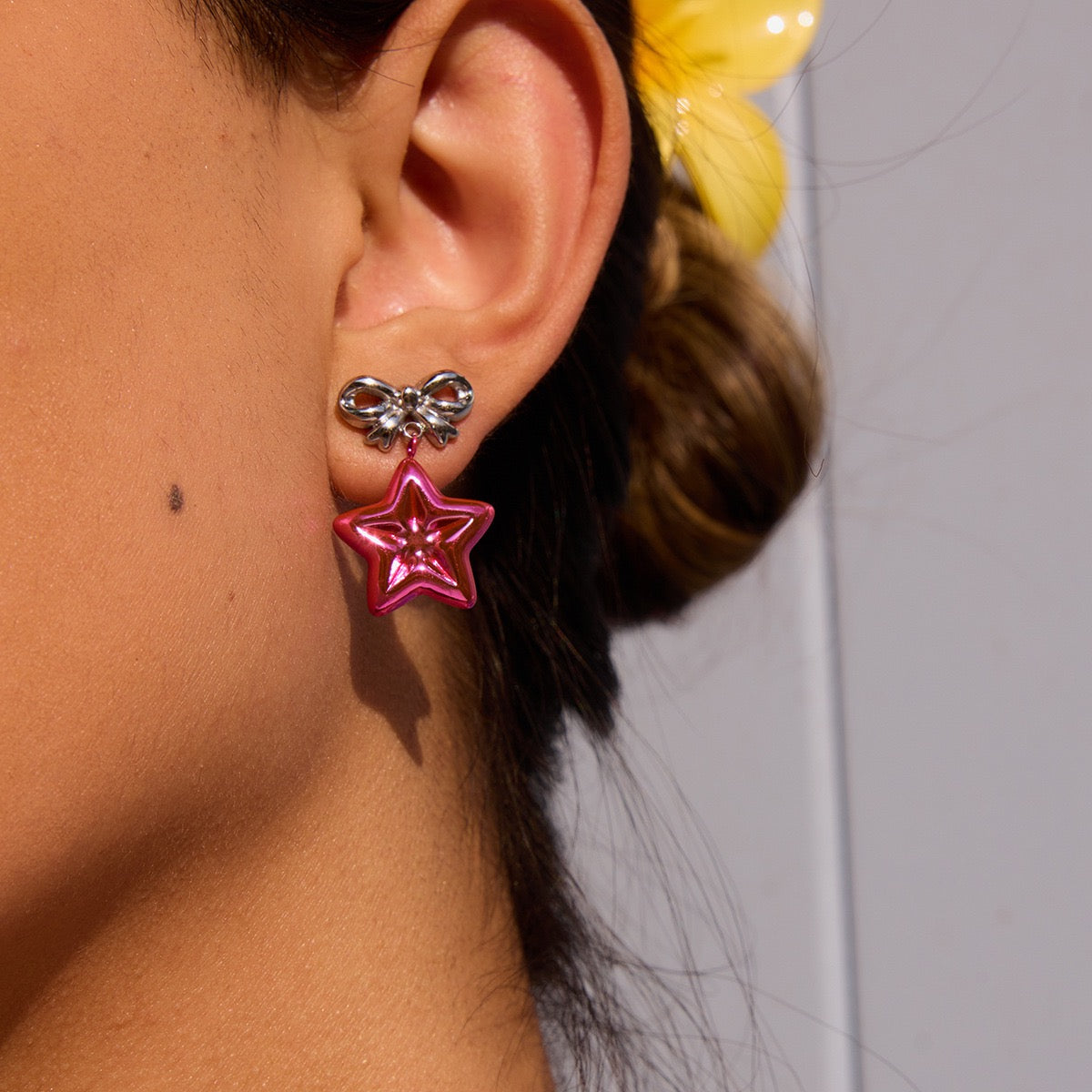 M2M pink star earrings