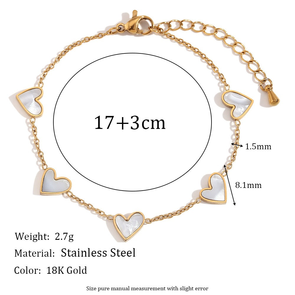 Darcia White heart bracelet