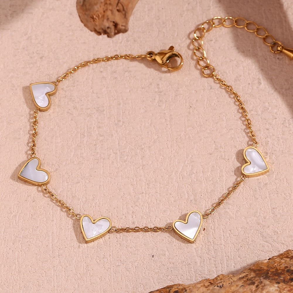 Darcia White heart bracelet