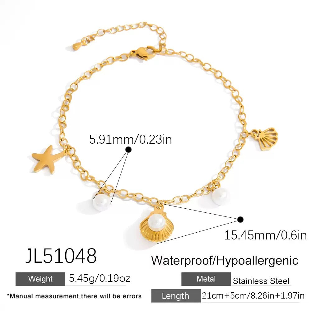 Pearly shell anklet
