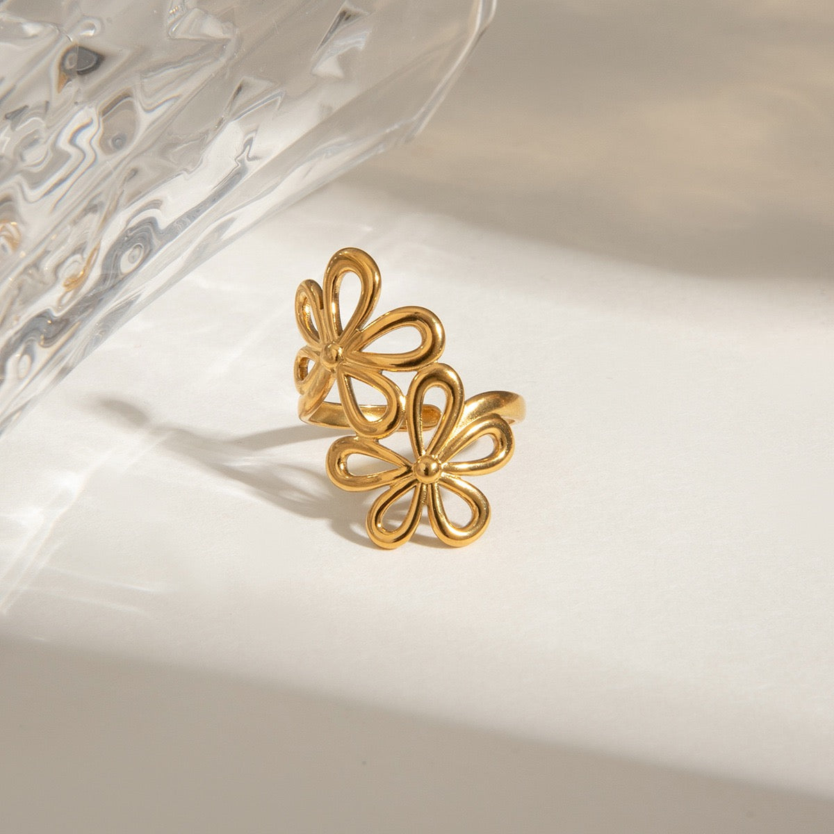 Twin flower ring