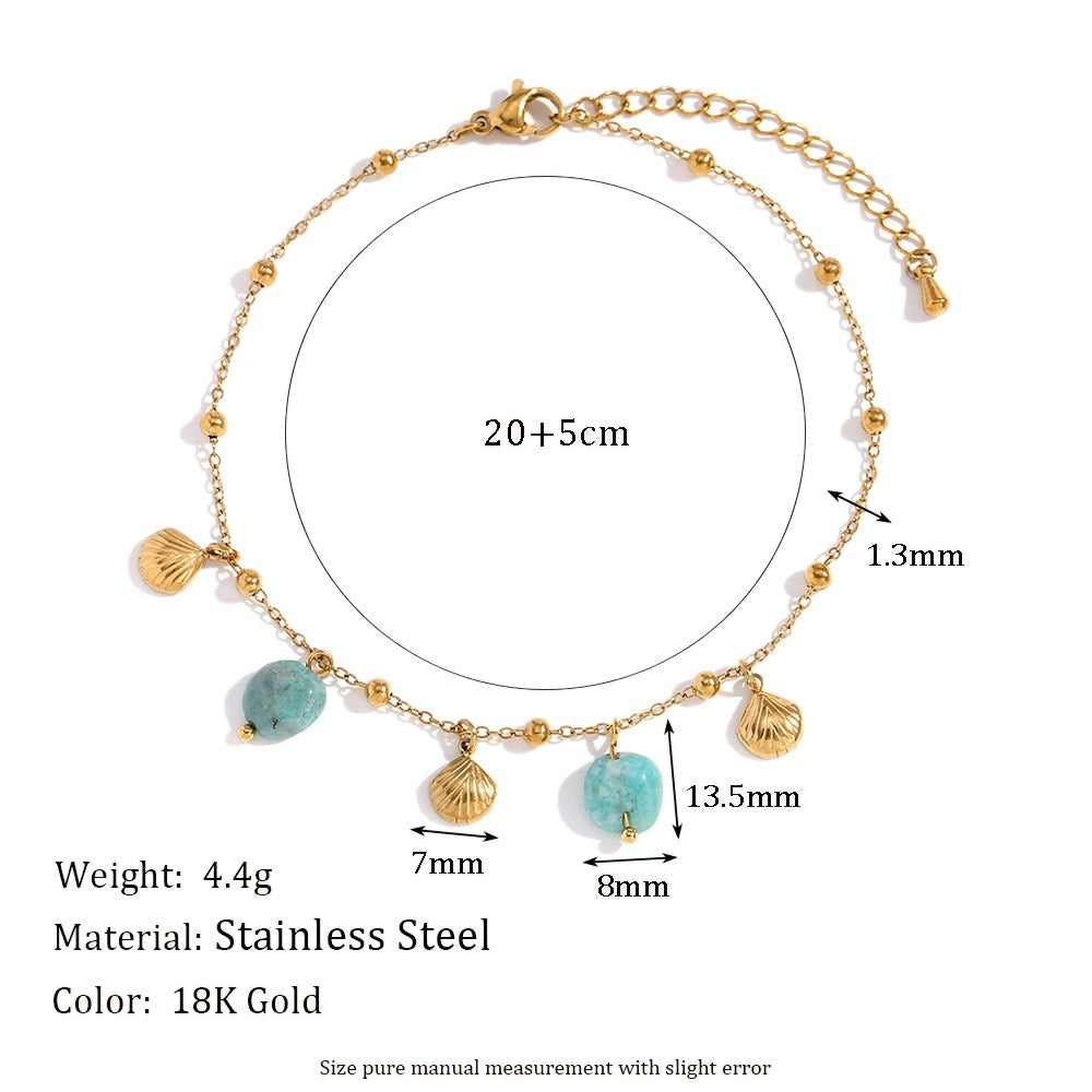 Blue shell charm bracelet