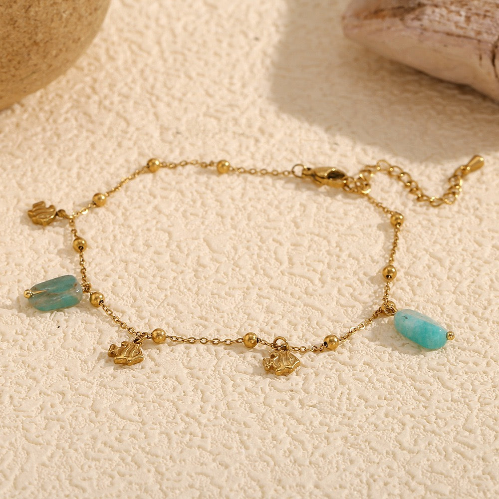 Blue fish charm anklet