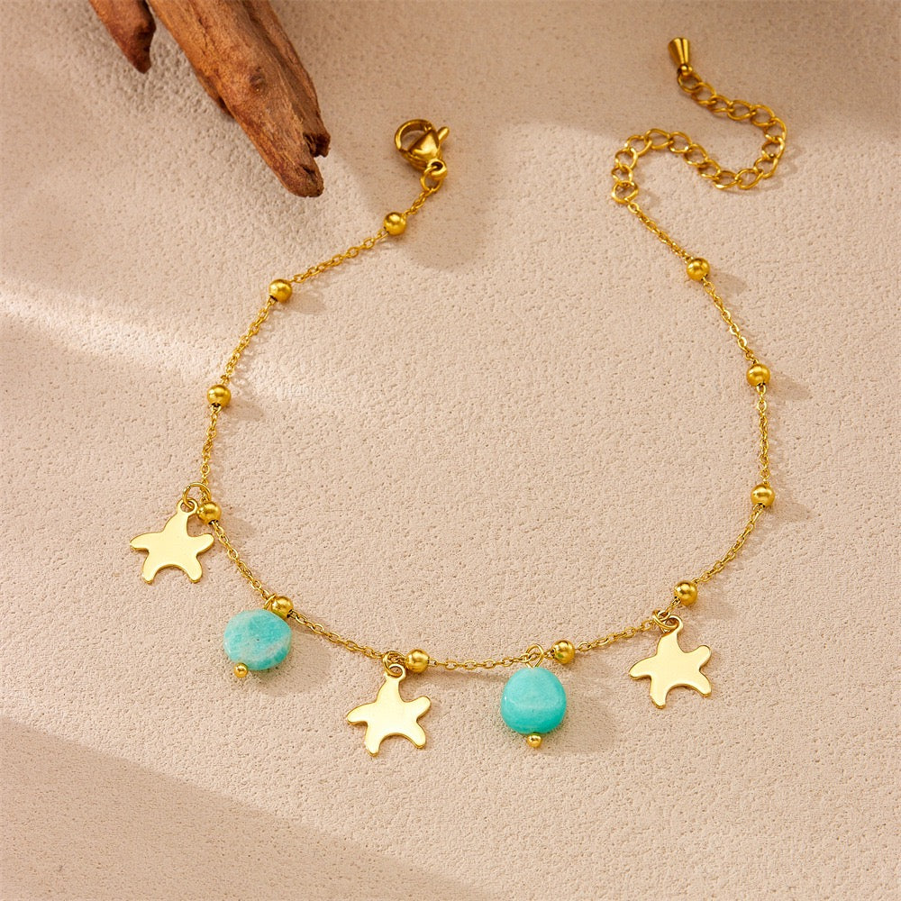 Blue star charm anklets
