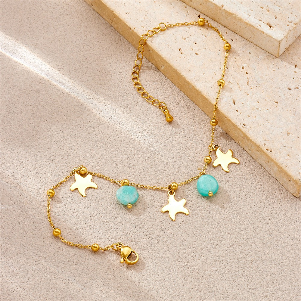 Blue star charm anklets