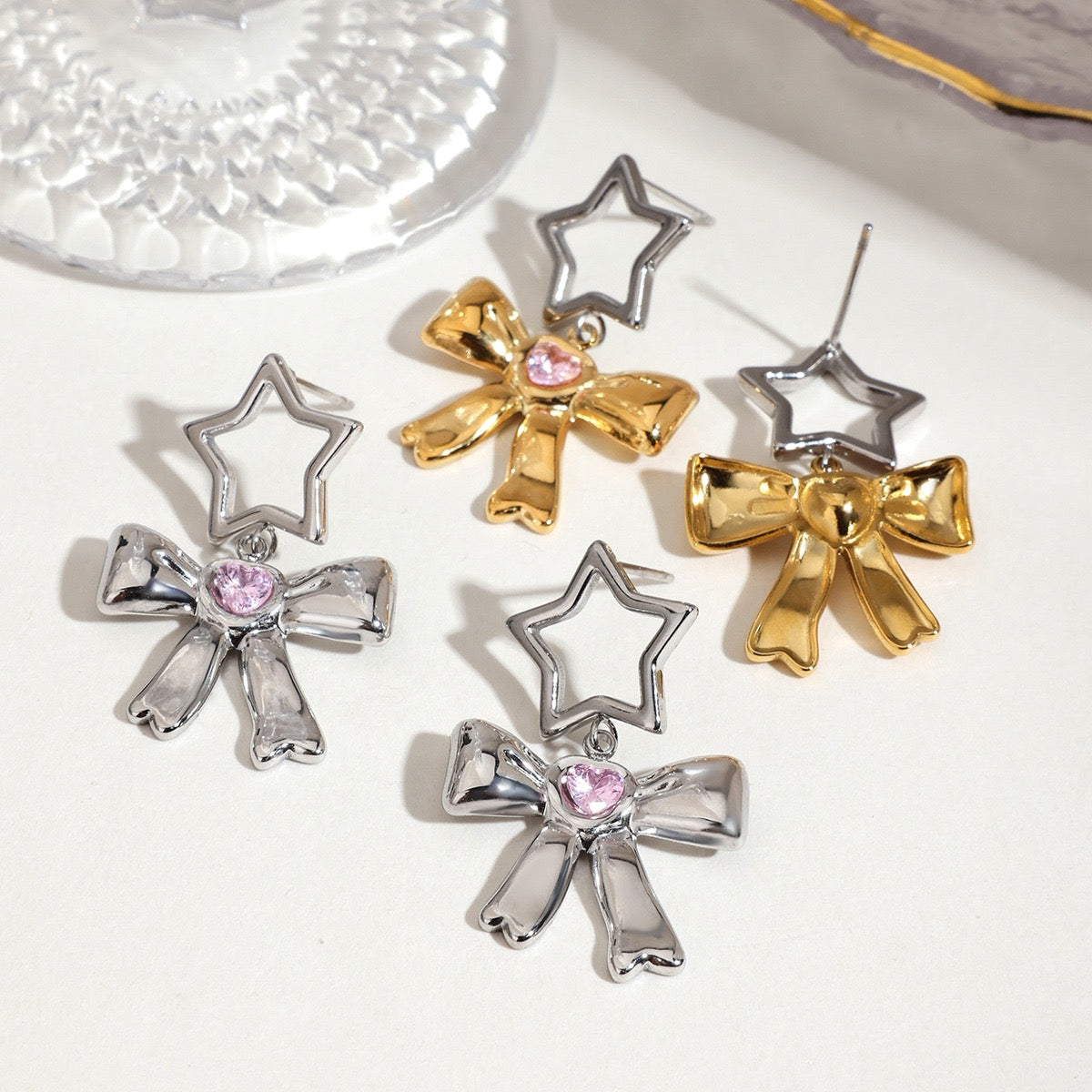 Star bow earrings