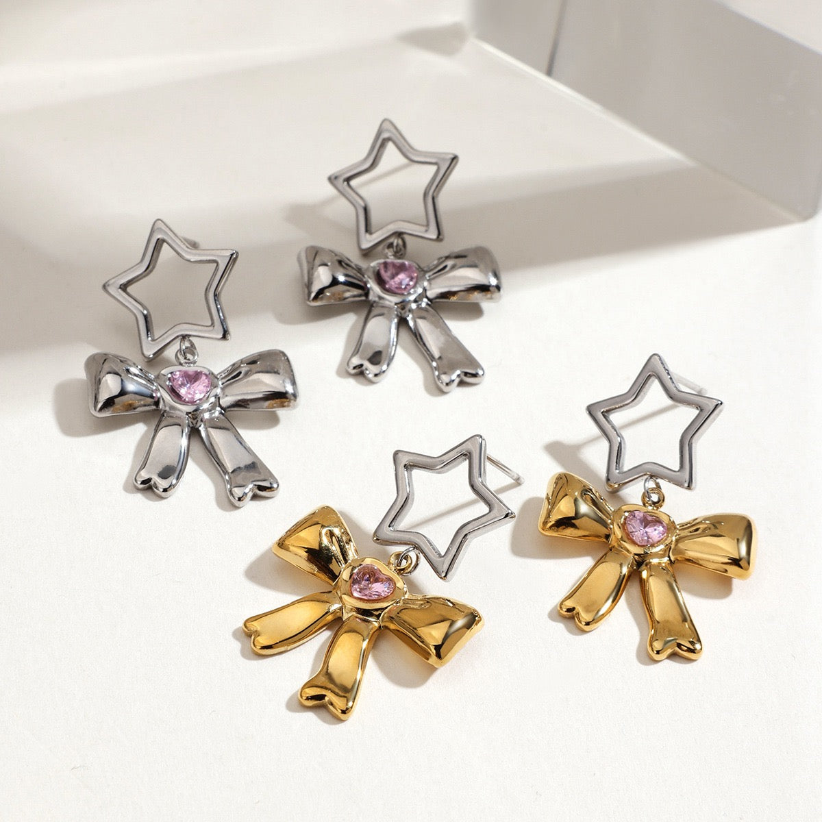 Star bow earrings