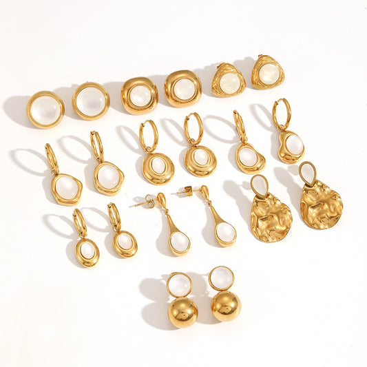 White sand hoop earrings