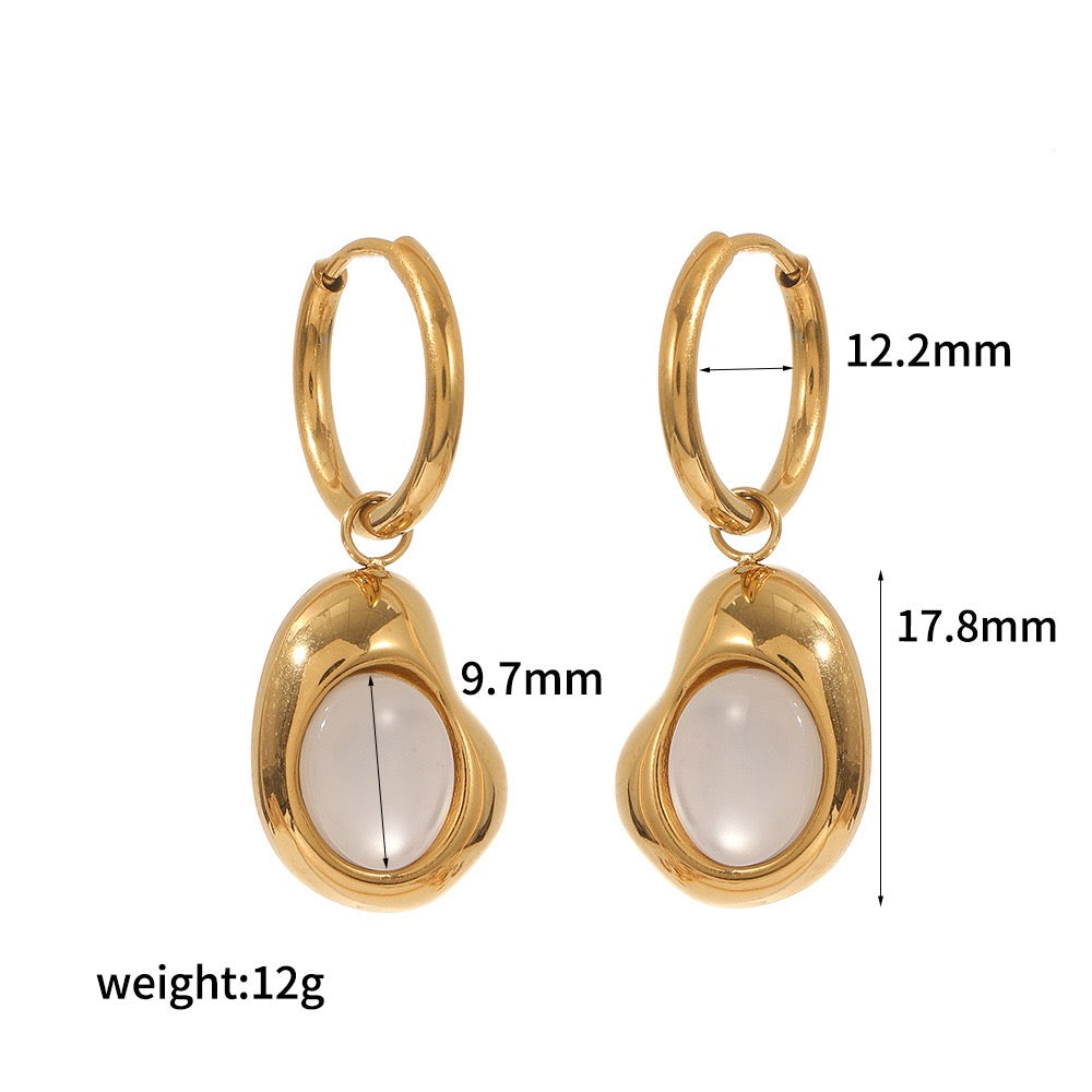 White sand hoop earrings