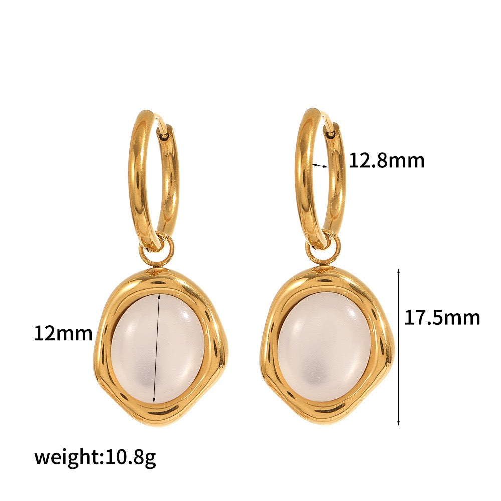 White sand hoop earrings