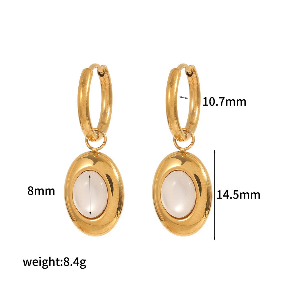 White sand hoop earrings