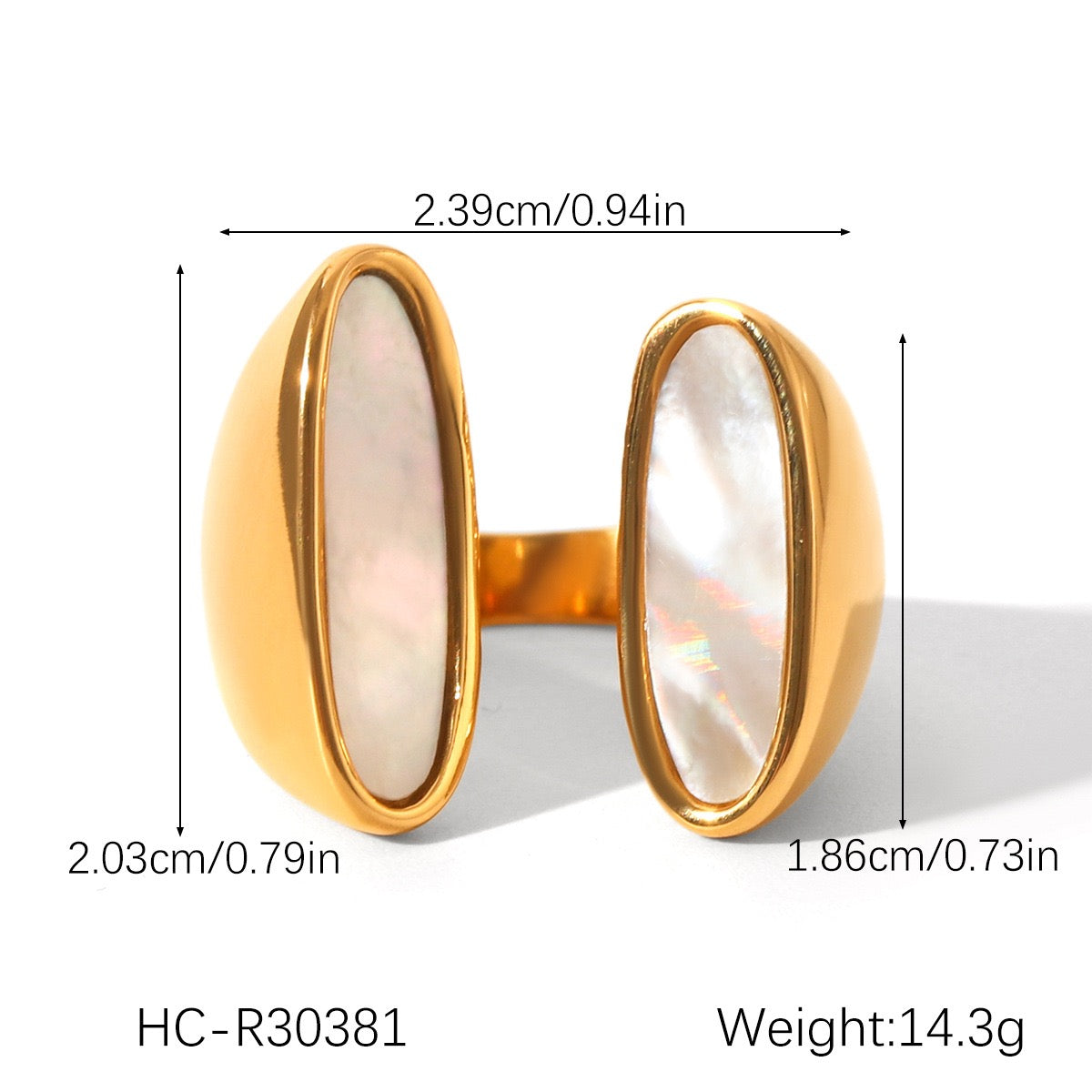 White mother of pearl statement rings