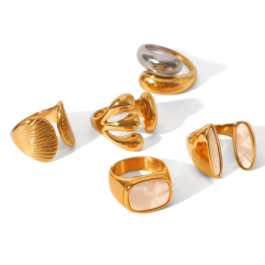 White mother of pearl statement rings