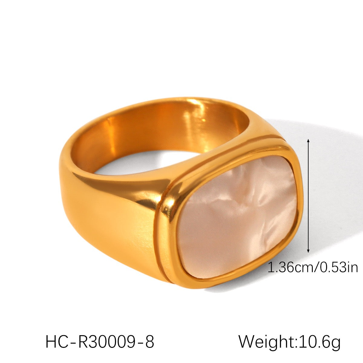 White mother of pearl statement rings