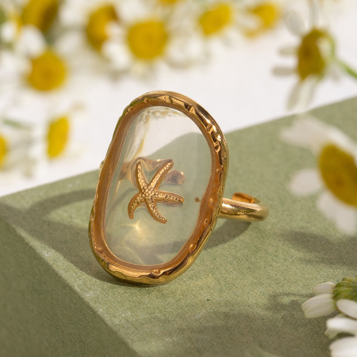 Gold starfish ring