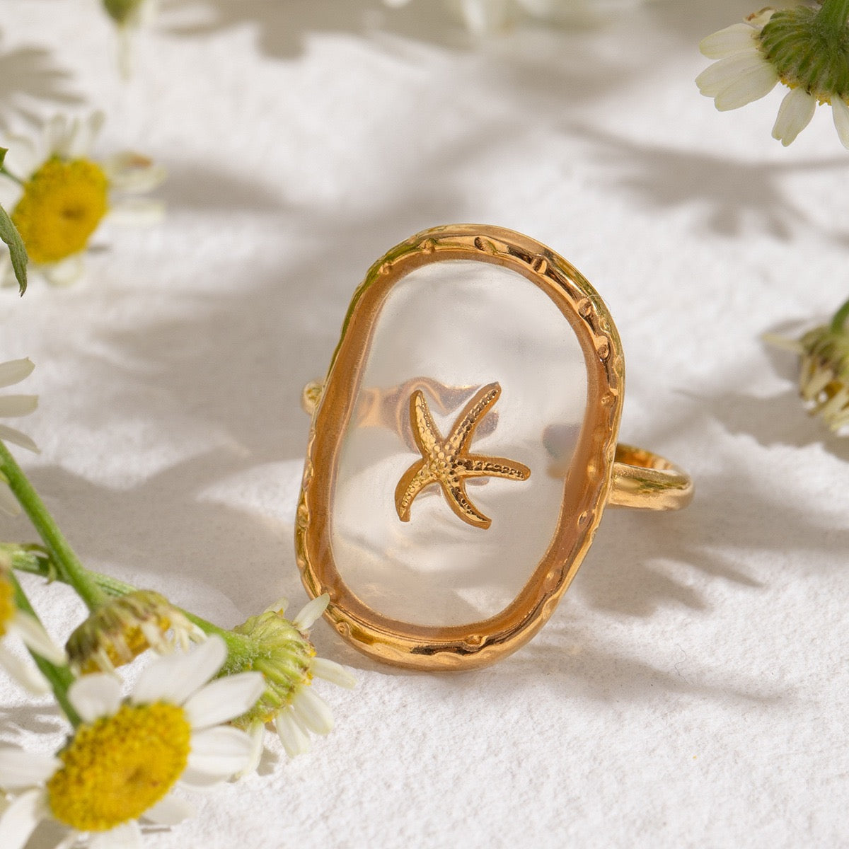 Gold starfish ring