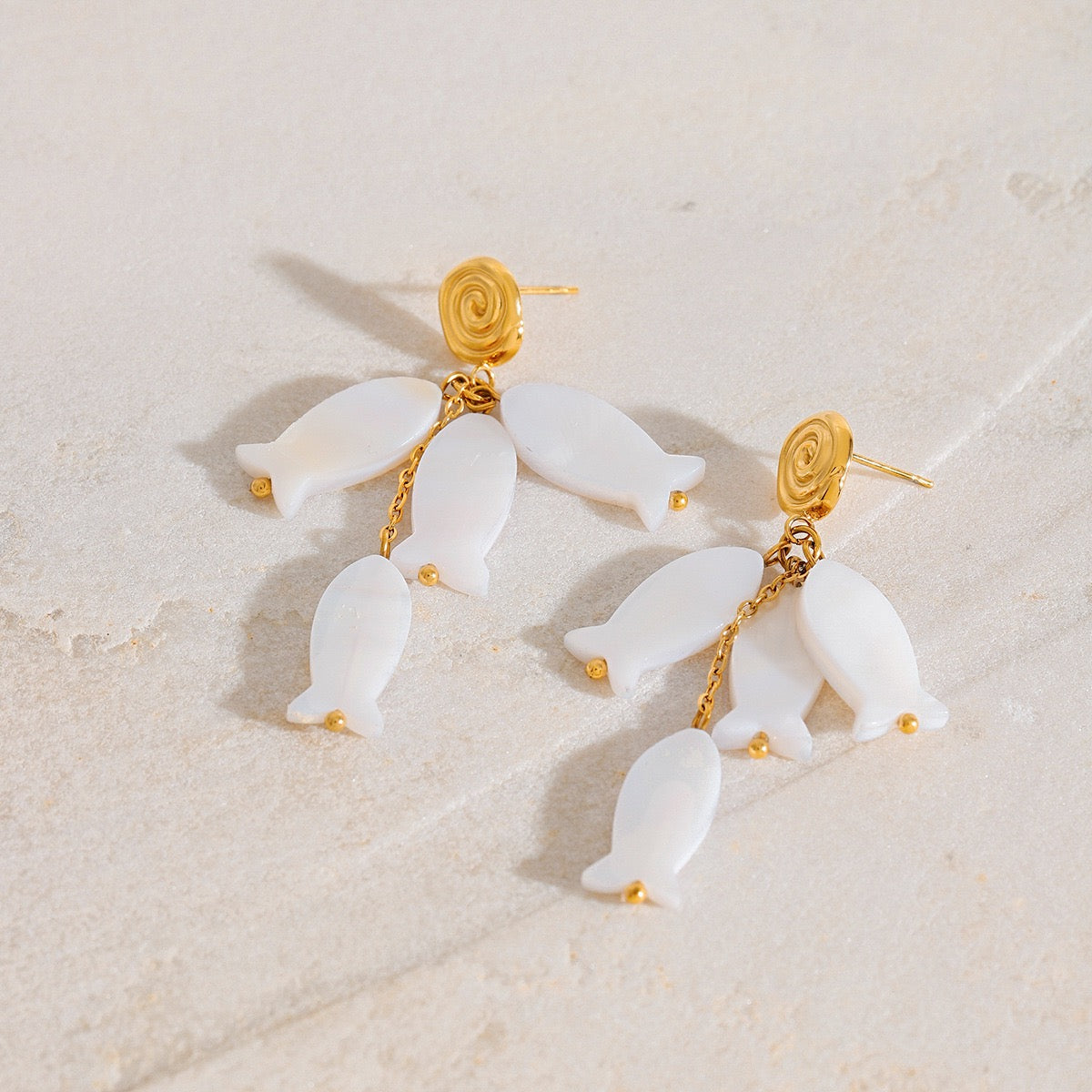 White fish earrings