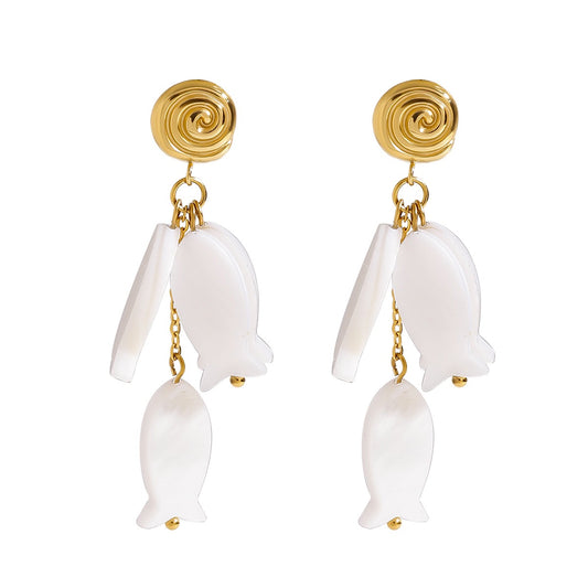 White fish earrings
