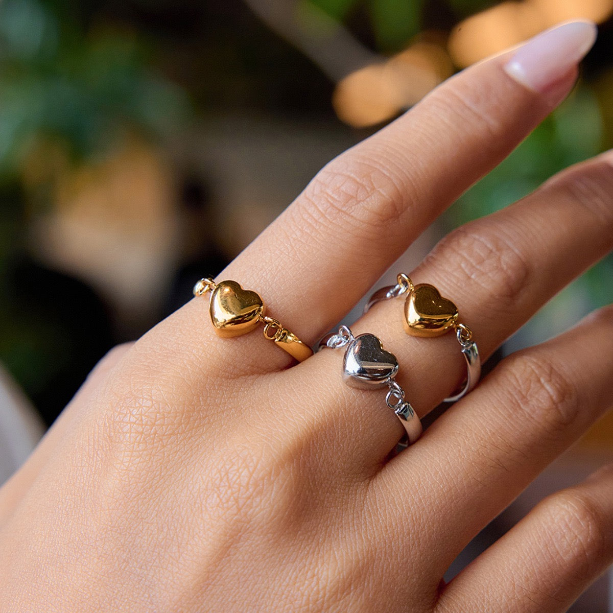 Love chain heart rings