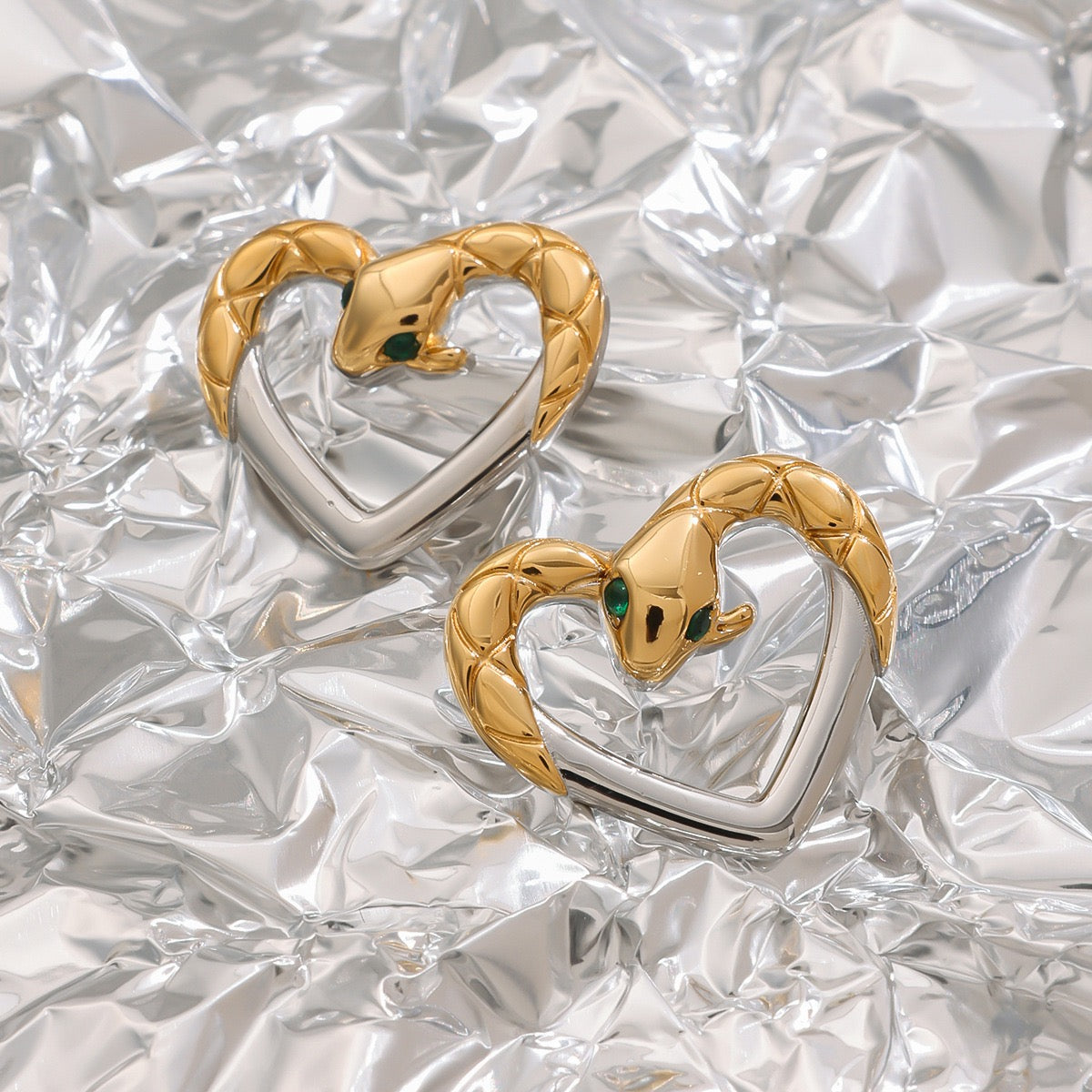 Snake heart earrings
