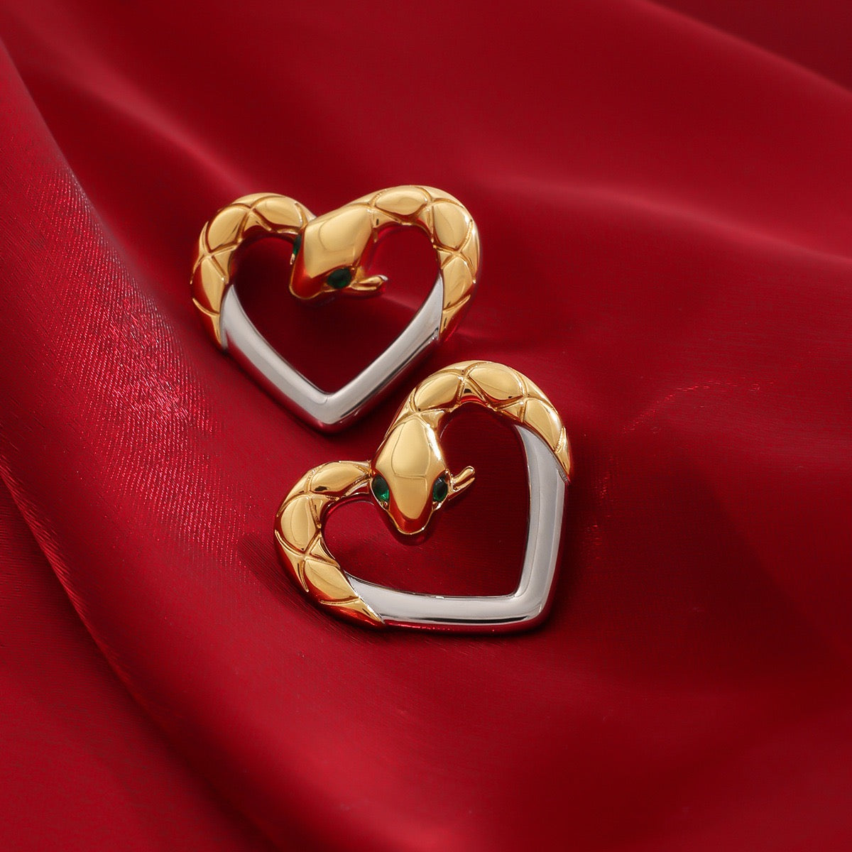 Snake heart earrings