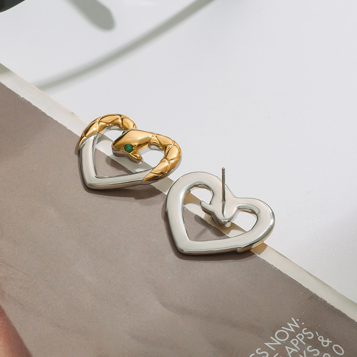 Snake heart earrings