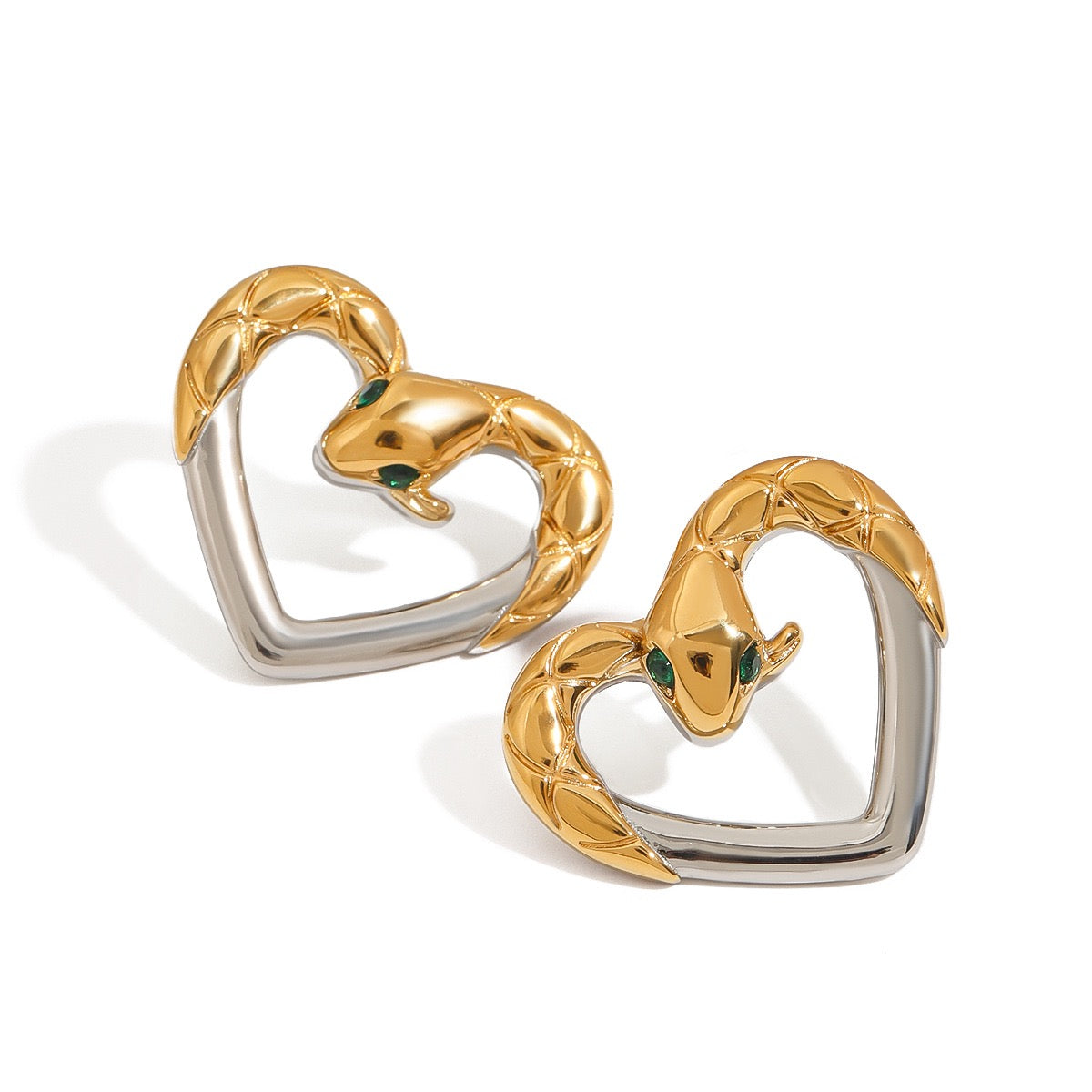 Snake heart earrings