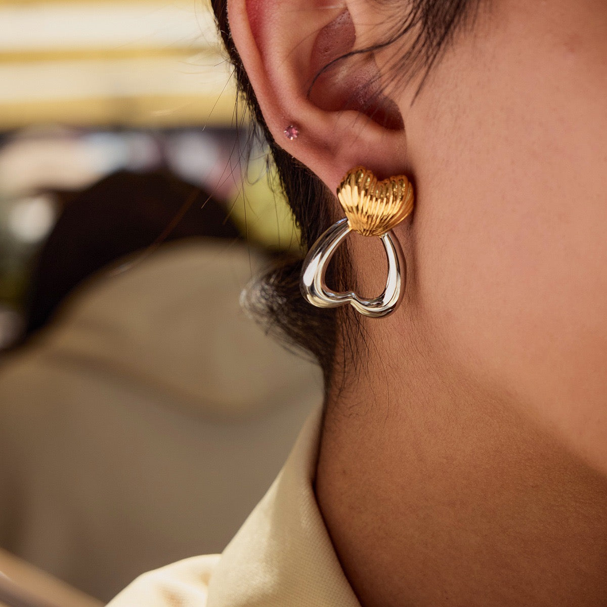 Double heart earrings