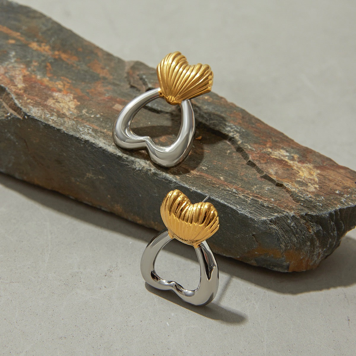 Double heart earrings