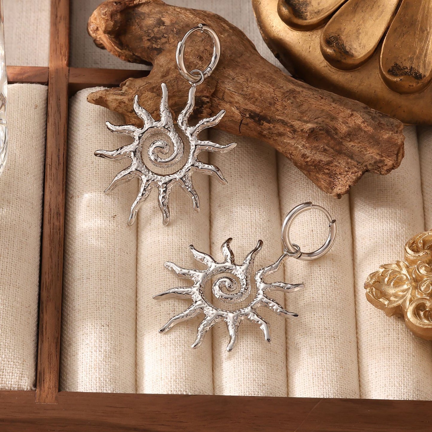 Sunny sun hoops earrings