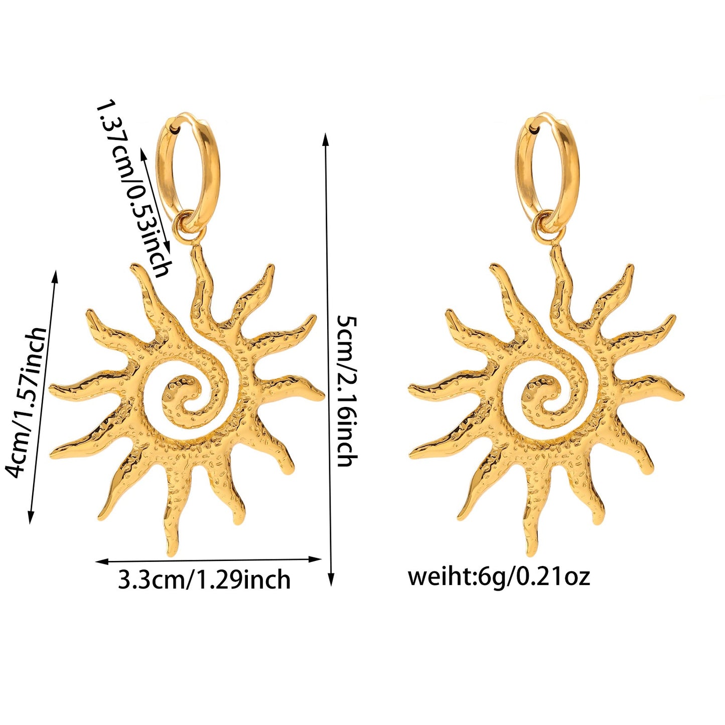 Sunny sun hoops earrings