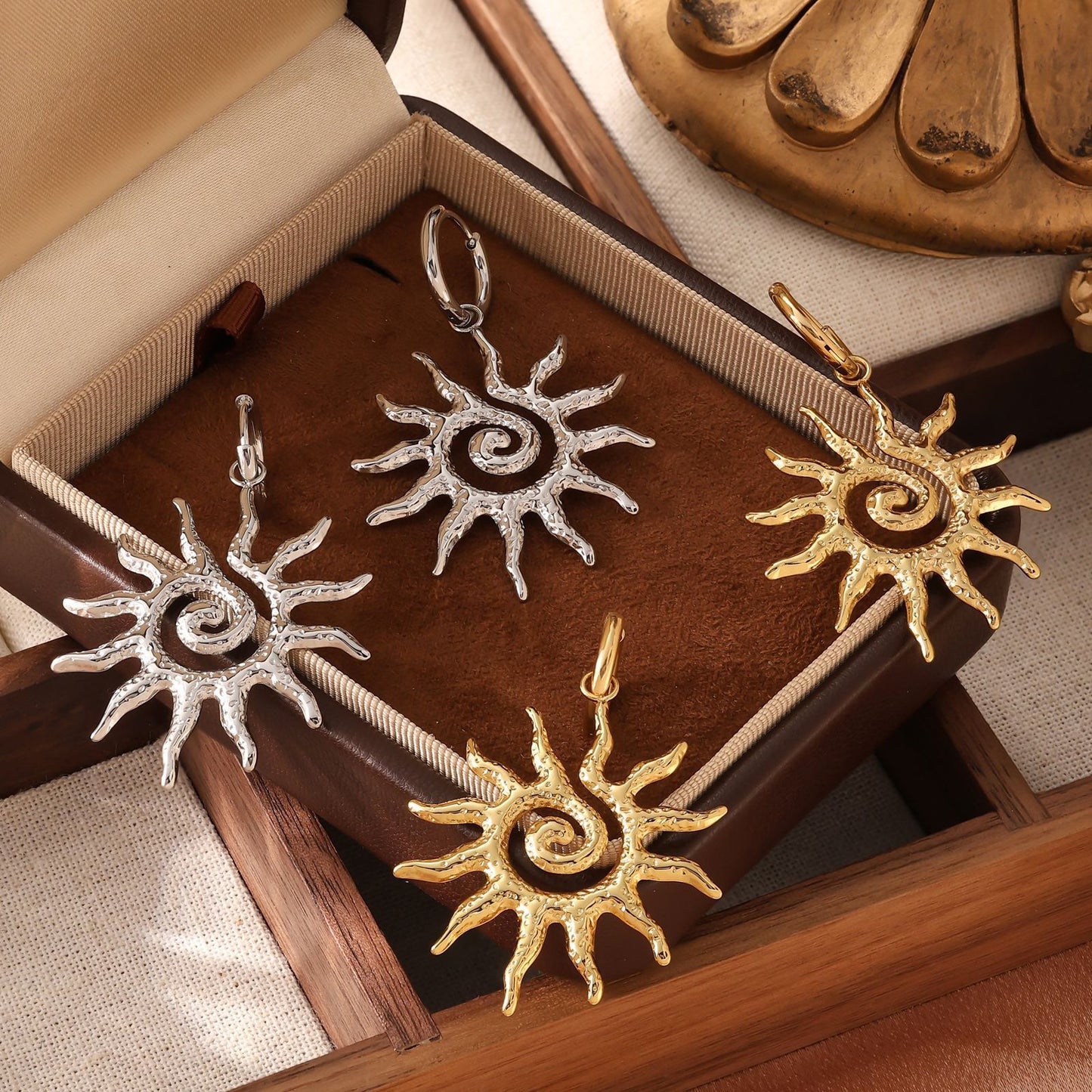 Sunny sun hoops earrings