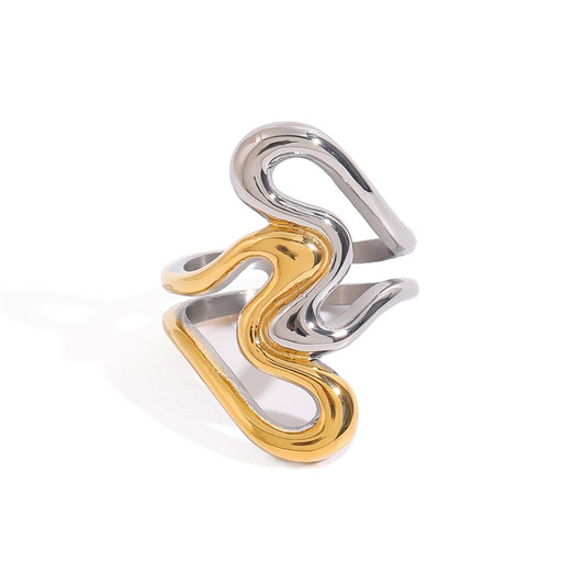 Double heart wave rings