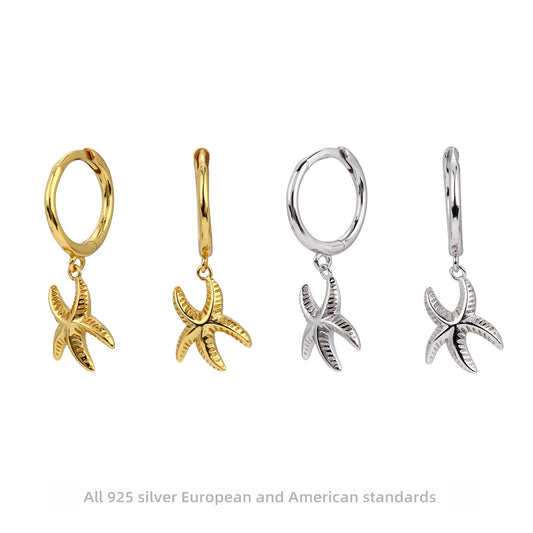Sterling silver starfish hoops
