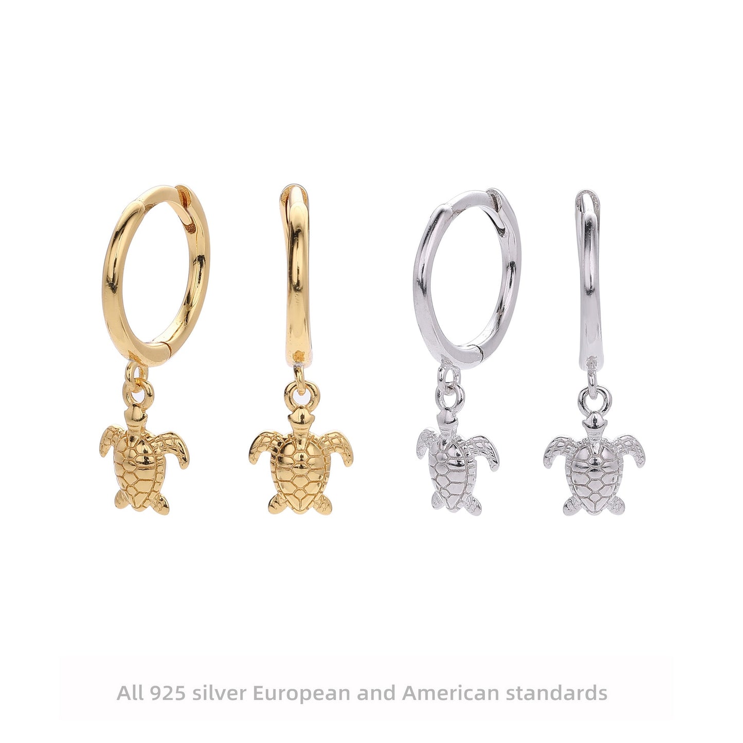 Sterling silver turtle hoops